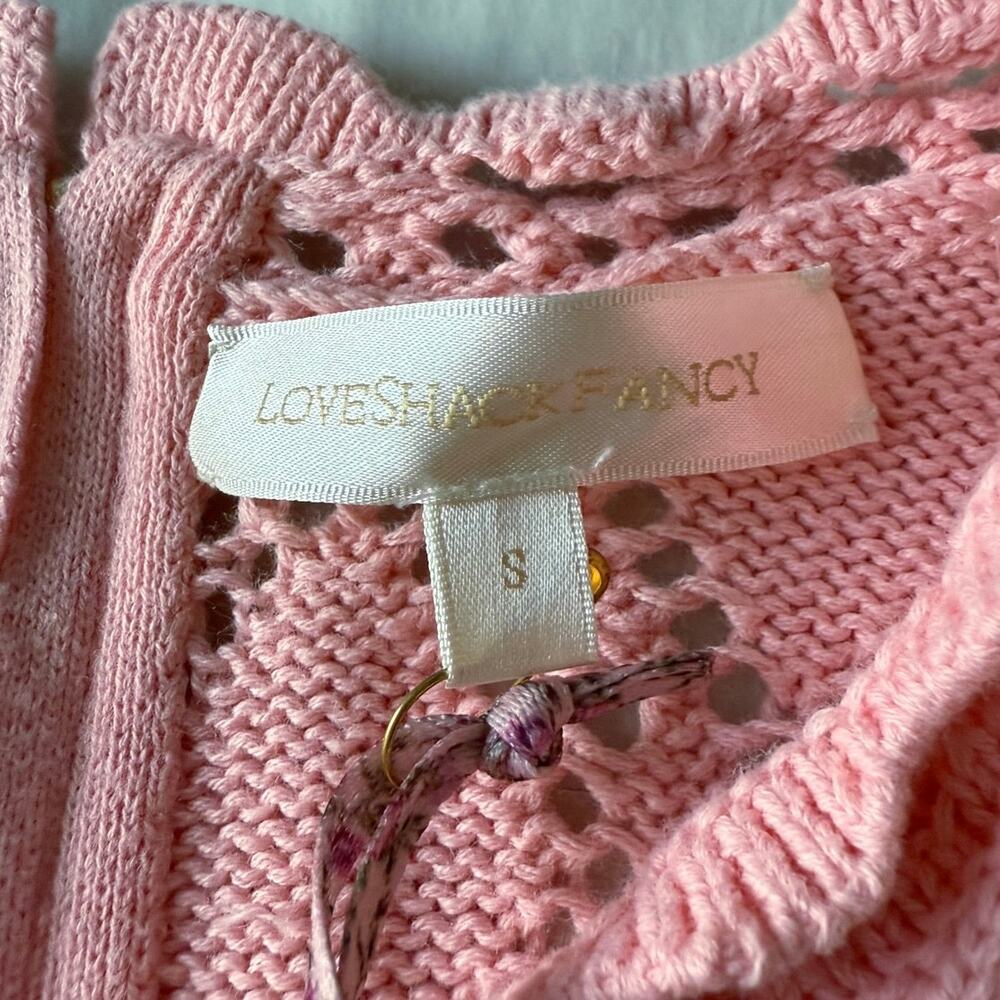 LoveShackFancy NWT Forte Small Peach Pink Strawberry Appliqué Knit Bodysuit - Picture 10 of 16